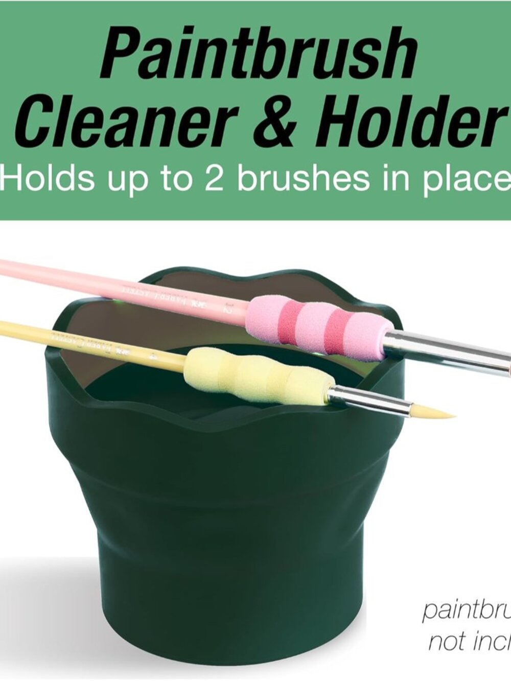 Clic & Go Artist Water Cup, Dark Green - Travel-Friendly Collapsible Brush Clean - Picture 3 of 7